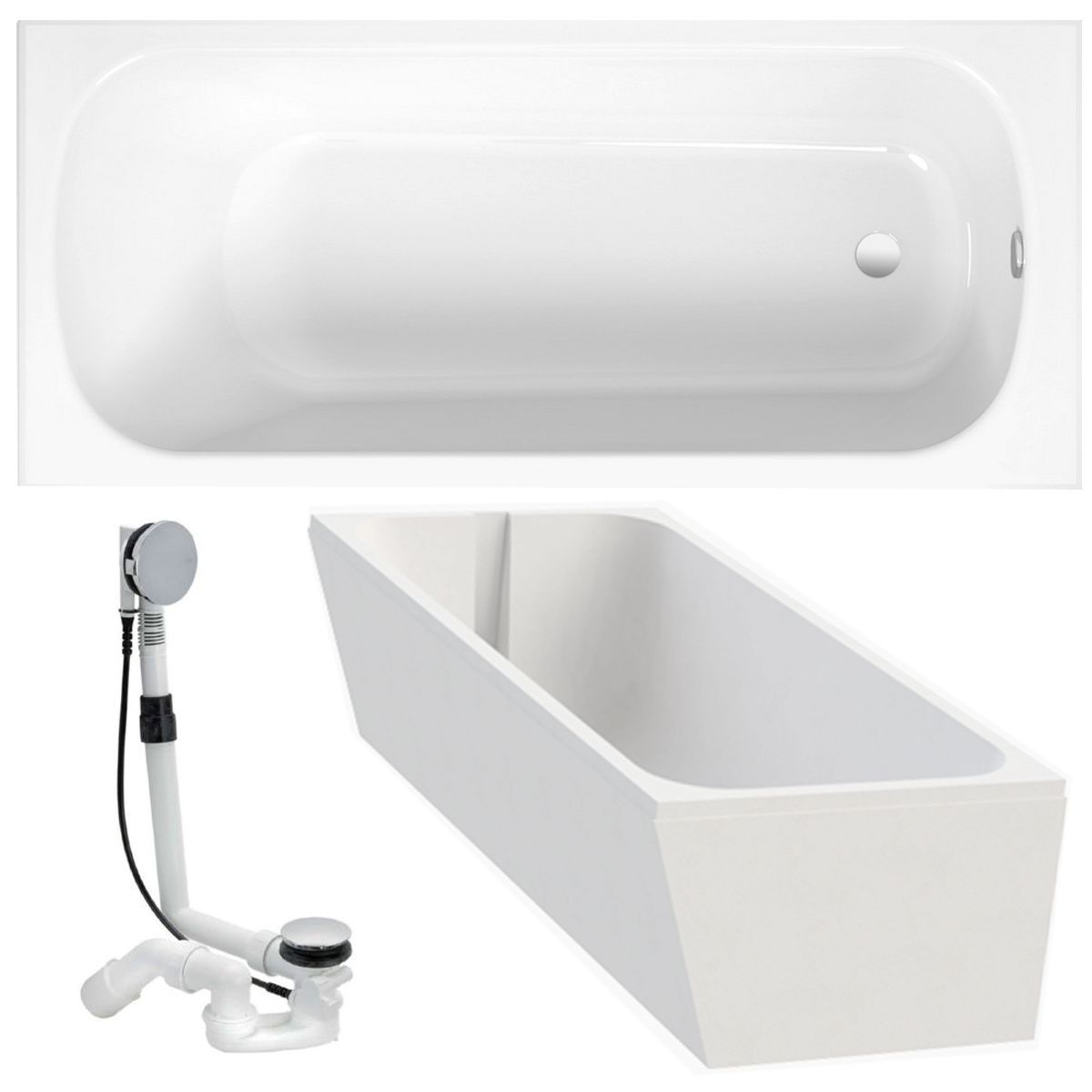 Bette Form Stahl-Badewanne 160x75 cm mit Träger mit Ab- u. Überlaufgarnitur