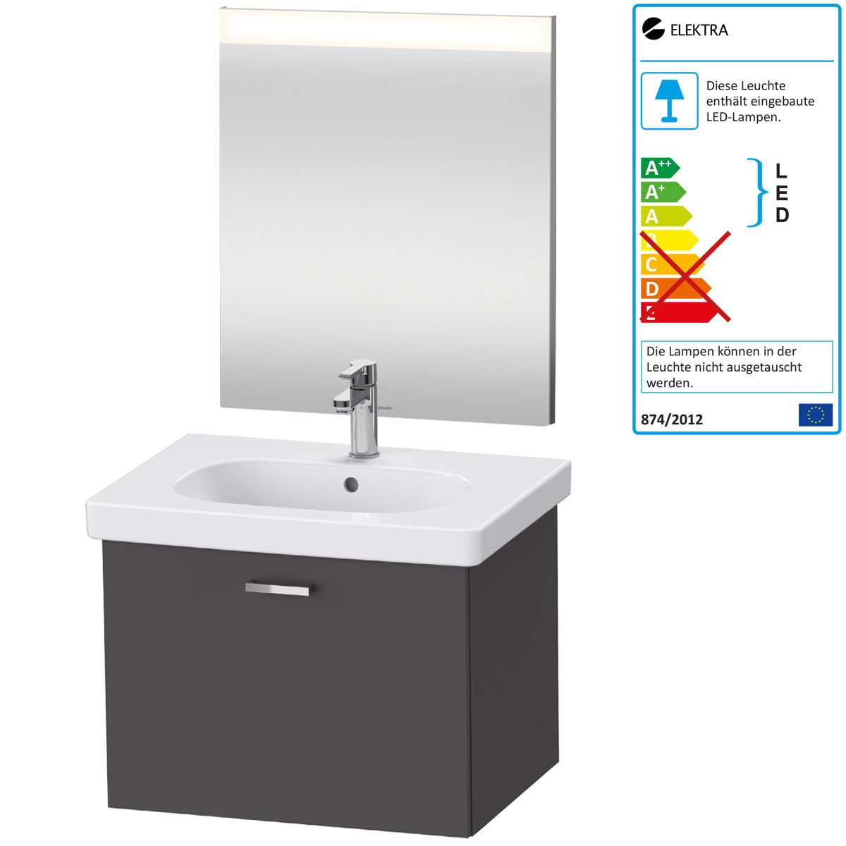 Duravit Good Badmobel Set 650mm Spiegel Armatur Waschtisch Unterschrank Graphit Ebay