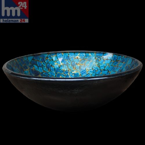 Deepblue Aufsatzwaschbecken Glas Waschschüssel rund Ø 42 cm Handmade | eBay