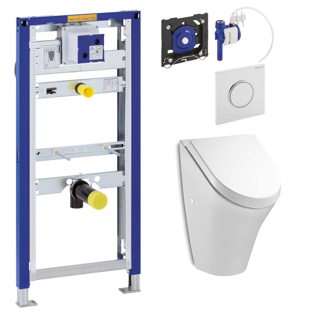 Komplett Set Geberit Duofix Urinal Urinalsteuerung Typ 10 Roca Urinal m. Deckel