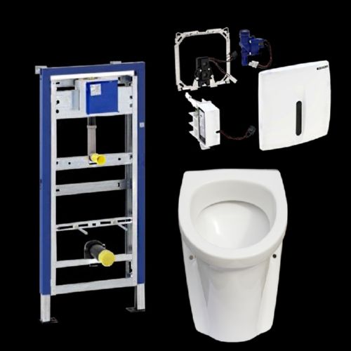Komplettset Gustavsberg Urinal inkl. HyBasic berührungslos u. Duofix Basic