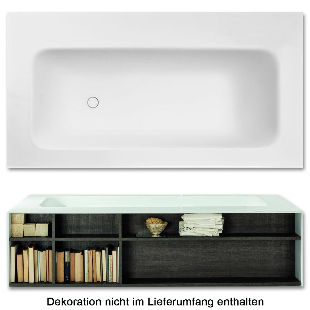 Mastella Kelly Book freistehende Badewanne und Bücherregal 200x105cm in Mattweiß