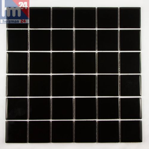 Glasmosaik Black Plate Mosaikfliese schwarz f.  Pool, Bad, Küche 29,5x29,5x0,4cm